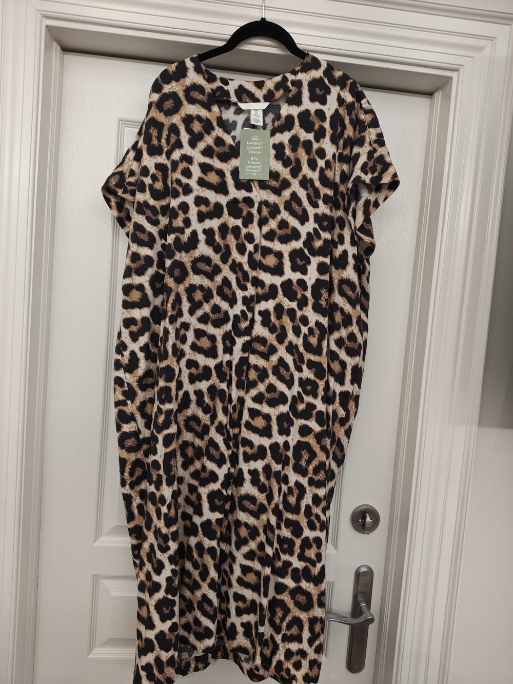 H&M Leopard Print Maxi Dress in Black, Brown, Cream